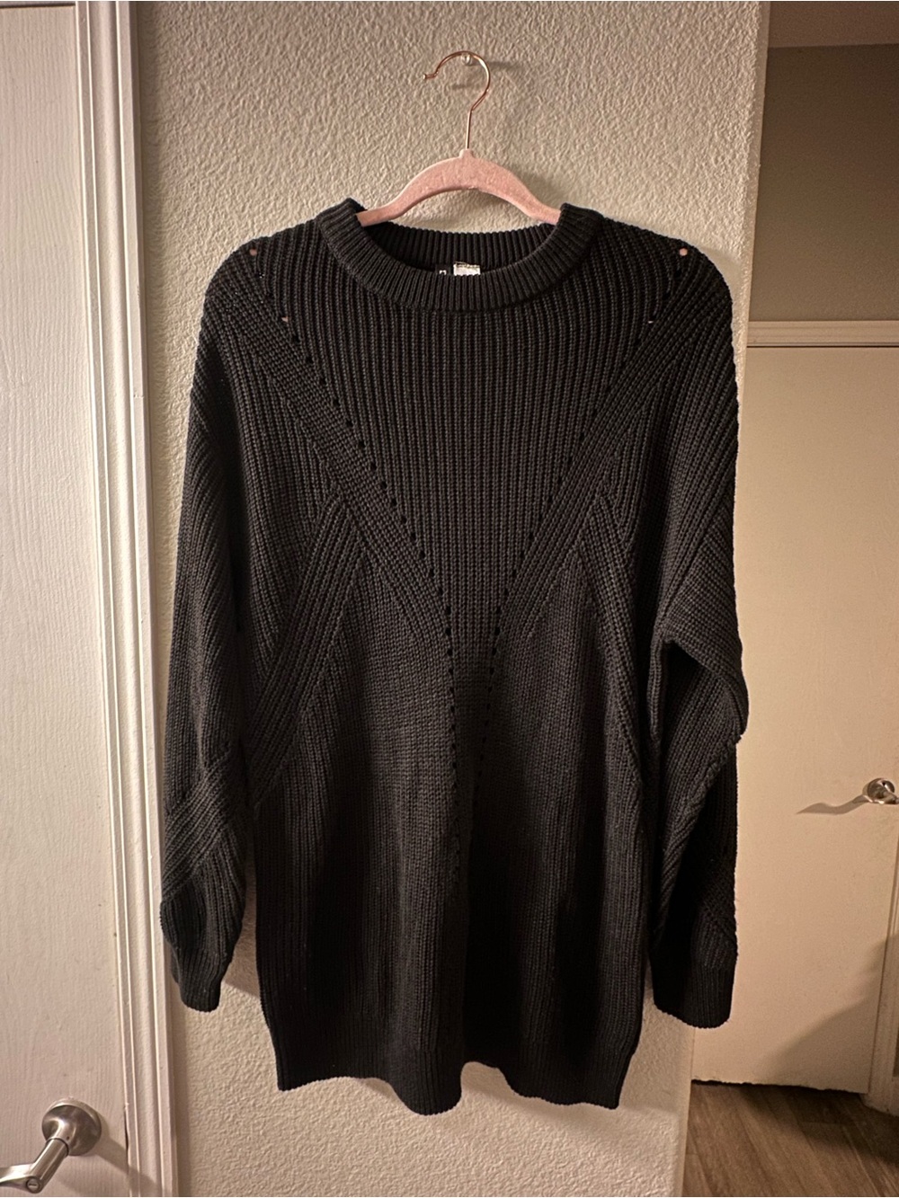 H&M Black Ribbed Crewneck Sweater Dress